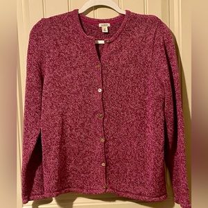 L.L. Bean Pink/Purple Marled Button-Down Cotton Sweater Cardigan